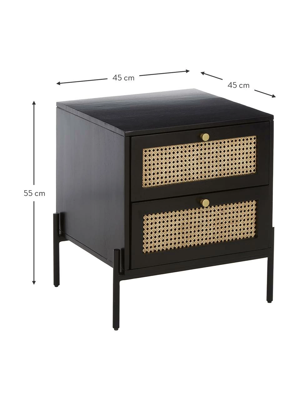 Westwing Collection Table de chevet avec tiroirs en cannage Vienna, larg. 45 x haut. 55 cm 3 Westwing Collection Table de chevet avec tiroirs en cannage Vienna, larg. 45 x haut. 55 cm – Image 3