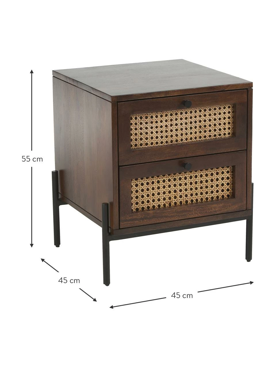 Westwing Collection Table de chevet avec tiroirs en cannage brun foncé Vienna, larg. 45 x haut. 55 cm 5 Westwing Collection Table de chevet avec tiroirs en cannage brun foncé Vienna, larg. 45 x haut. 55 cm – Image 5