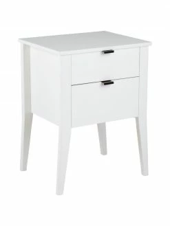 Table de chevet blanche avec 2 tiroirs Sleepy, larg. 48 x haut. 65 cm