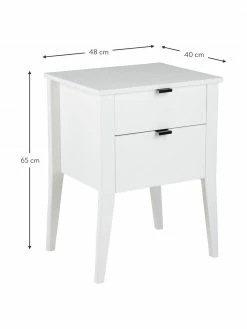 Table de chevet blanche avec 2 tiroirs Sleepy, larg. 48 x haut. 65 cm -furniture Soldes Table de chevet blanche avec 2 tiroirs Sleepy 3