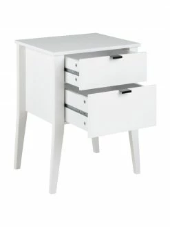 Table de chevet blanche avec 2 tiroirs Sleepy, larg. 48 x haut. 65 cm -furniture Soldes Table de chevet blanche avec 2 tiroirs Sleepy 5