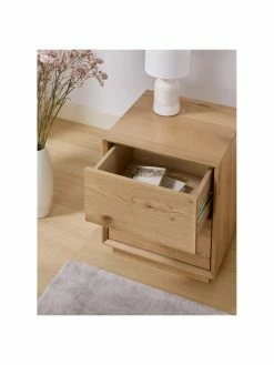 Westwing Collection Table de chevet placage en frêne Noel, larg. 45 x long. 50 cm -furniture Soldes Table de chevet placage en frene Noel 2