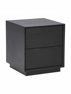 Westwing Collection Table de chevet placage en frêne noir Noel, larg. 45 x long. 50 cm