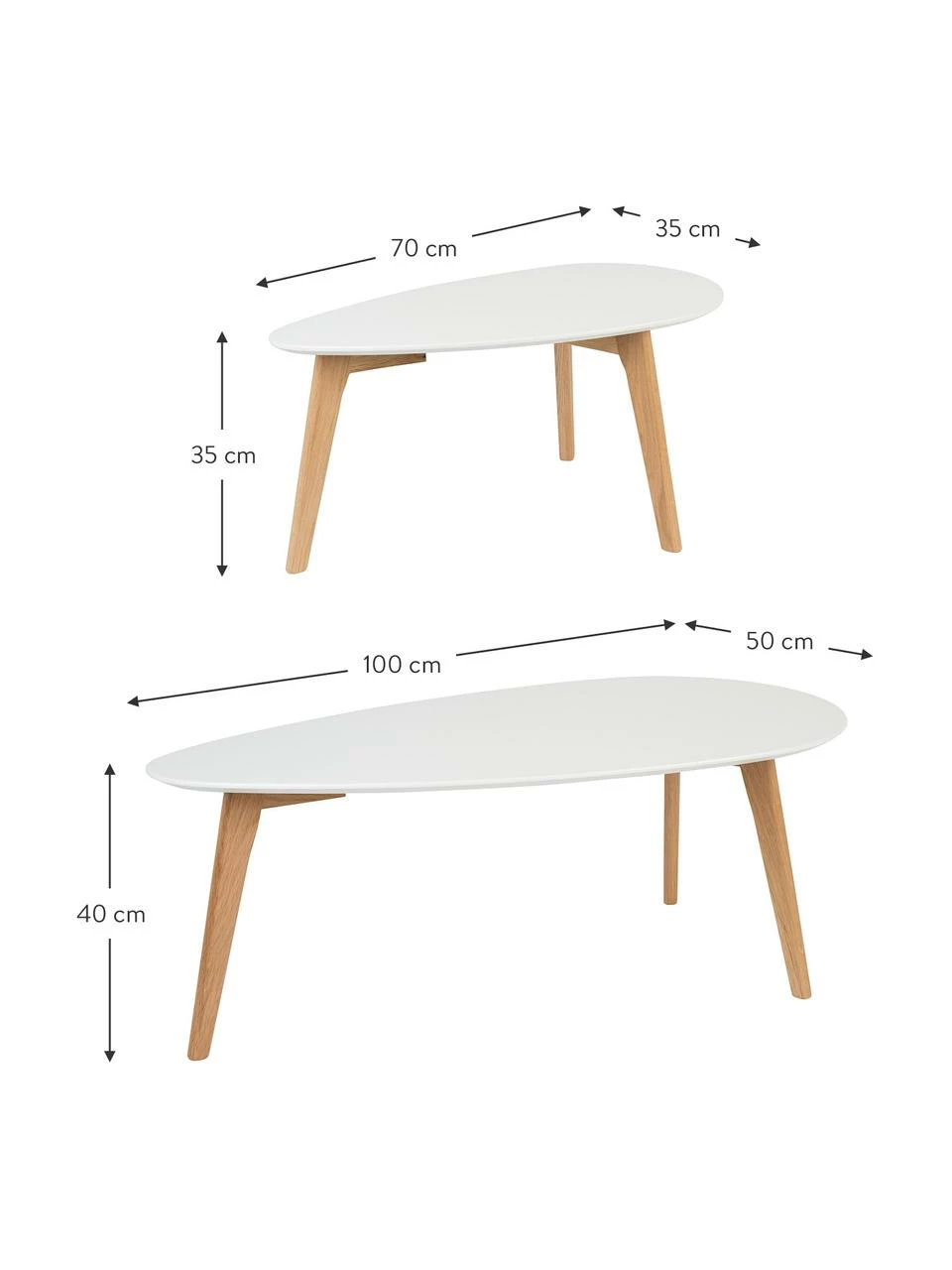 Table gigogne scandinave Nordic, 2 élém., Lot de différentes tailles 3 Table gigogne scandinave Nordic, 2 élém., Lot de différentes tailles – Image 3