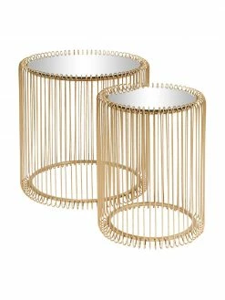 Kare Design Tables d'appoint avec plateau en verre Wire, 2 élém., Lot de différentes tailles