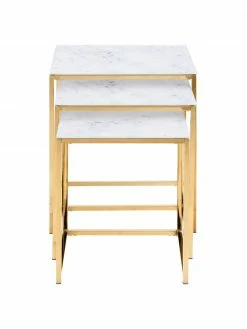 Tables gigognes aspect marbre Aruba, 3 élém., Lot de différentes tailles -furniture Soldes Tables gigognes aspect marbre Aruba 3 elem 4