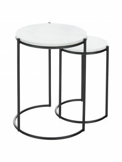 Westwing Collection Tables gigognes en marbre Ella, 2 élém., Lot de différentes tailles