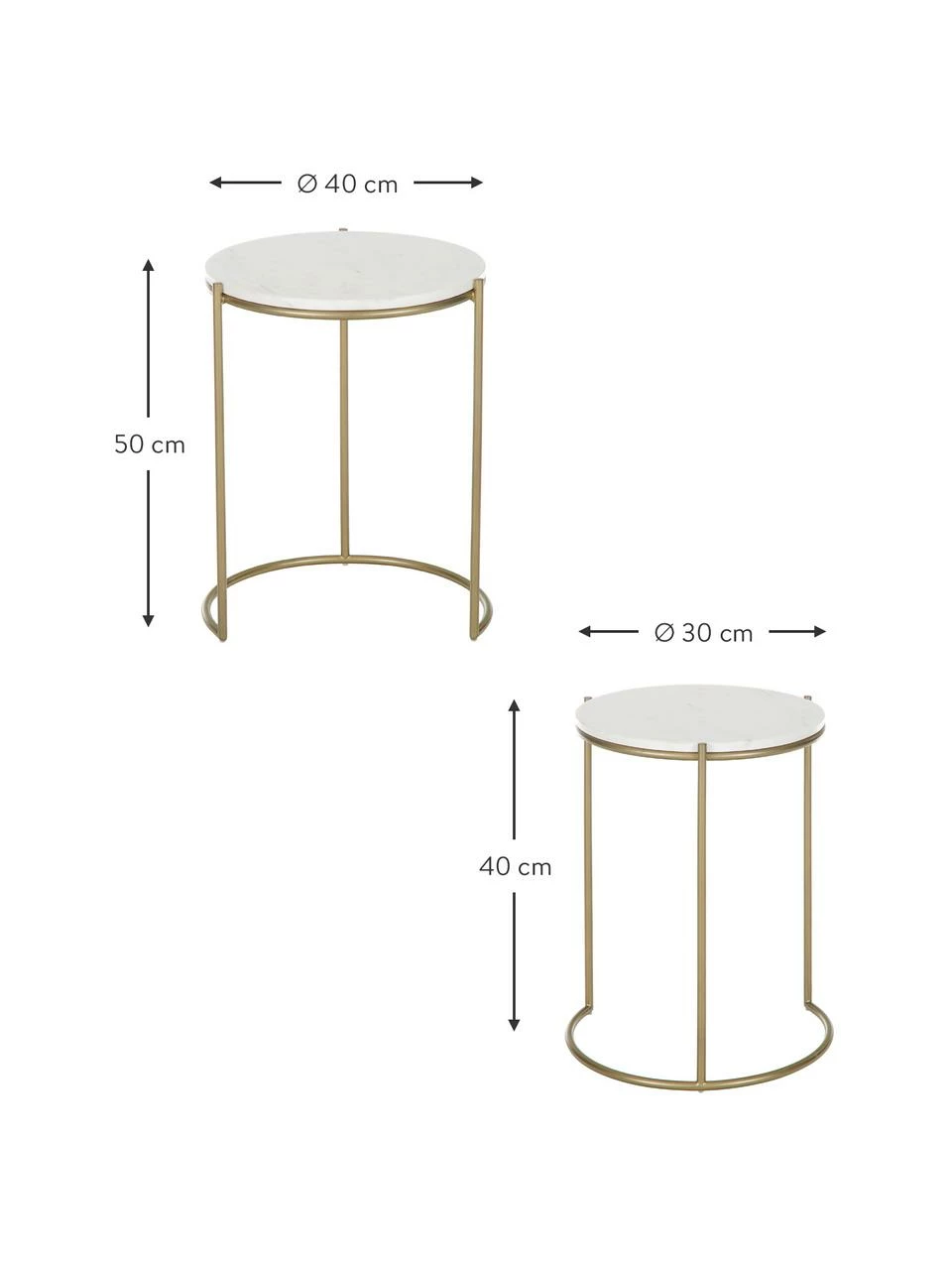 Westwing Collection Tables gigognes en marbre Ella, 2 élém., Lot de différentes tailles 3 Westwing Collection Tables gigognes en marbre Ella, 2 élém., Lot de différentes tailles – Image 3
