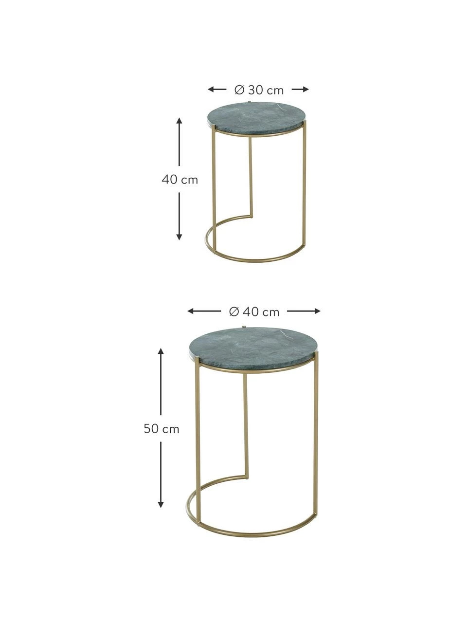 Westwing Collection Tables gigognes en marbre Ella, 2 élém., Lot de différentes tailles 3 Westwing Collection Tables gigognes en marbre Ella, 2 élém., Lot de différentes tailles – Image 3