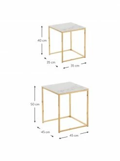 Tables gigognes glamour avec plateau en verre marbré Aruba, 2 élém., Lot de différentes tailles -furniture Soldes Tables gigognes glamour avec plateau en verre marbre Aruba 2 elem 2