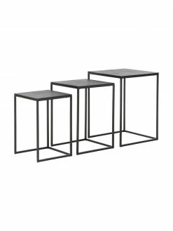 Westwing Collection Tables gigognes métal noir Dwayne, 3 élém., Lot de différentes tailles