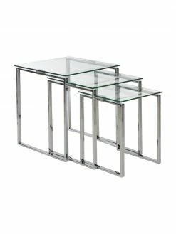Tables gigognes verre Katrine, 3 élém., Lot de différentes tailles