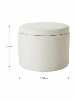 Westwing Collection Tabouret avec coffre beige Alida, Ø 50 x haut. 42 cm -furniture Soldes Tabouret avec coffre beige Alida 3