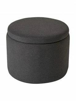 Westwing Collection Tabouret avec coffre gris foncé Alida, Ø 50 x haut. 42 cm -furniture Soldes Tabouret avec coffre gris fonce Alida 3