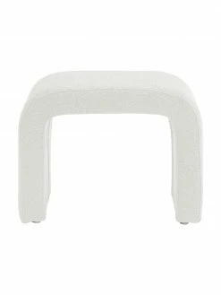 Westwing Collection Tabouret blanc en tissu bouclé Pénélope, larg. 61 x haut. 46 cm -furniture Soldes Tabouret blanc en tissu boucle Penelope 2