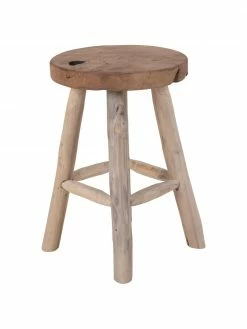 Tabouret bois de teck Badia, Ø 30 x haut. 45 cm