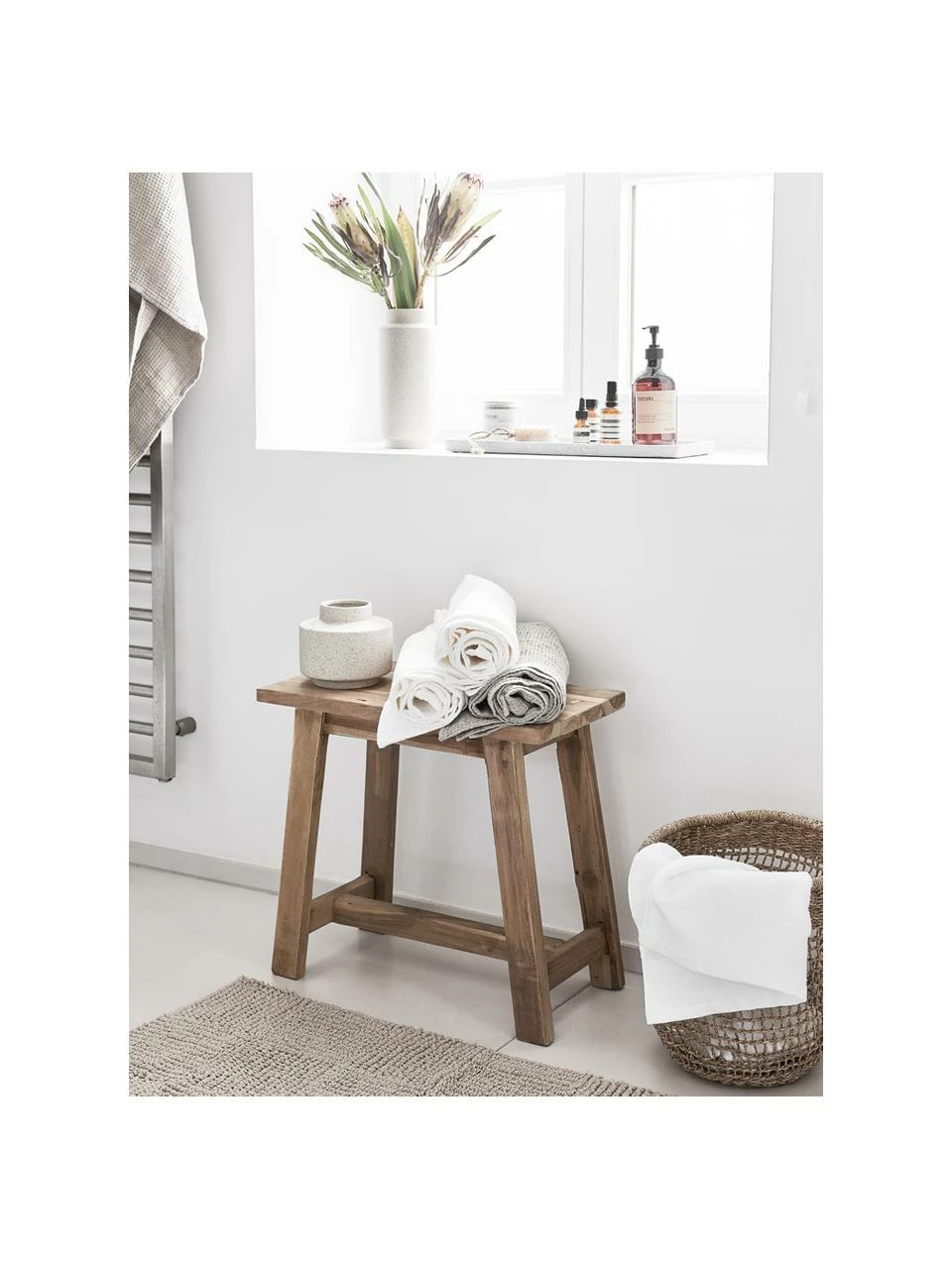 Tabouret bois de teck Lawas, larg. 50 x haut. 46 cm 2 Tabouret bois de teck Lawas, larg. 50 x haut. 46 cm – Image 2