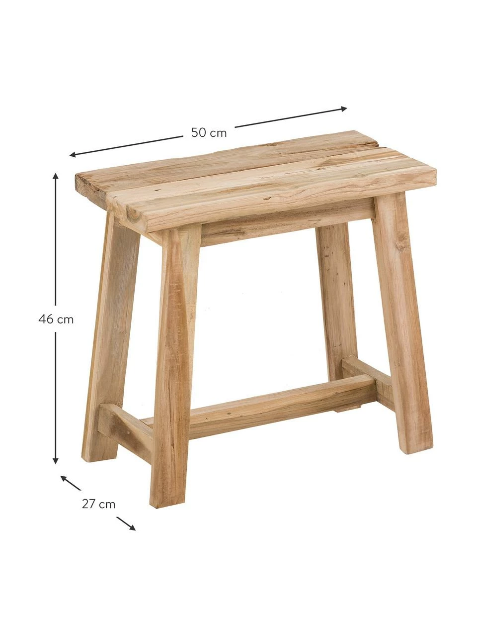 Tabouret bois de teck Lawas, larg. 50 x haut. 46 cm 3 Tabouret bois de teck Lawas, larg. 50 x haut. 46 cm – Image 3