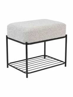 Tabouret bouclé avec rangement Milou, larg. 50 x haut. 45 cm