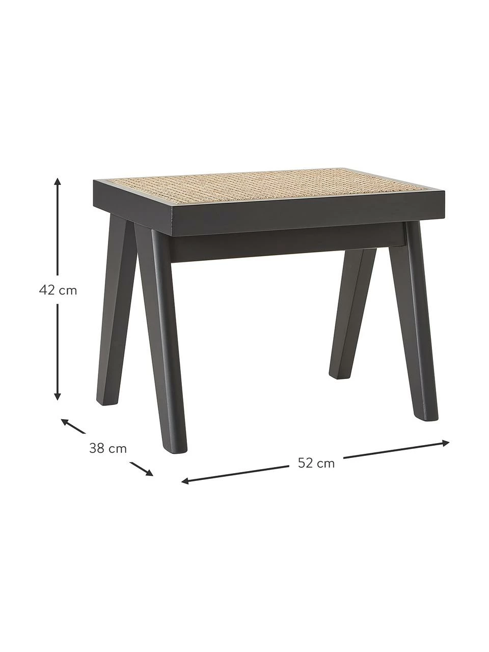 Westwing Collection Tabouret cannage Sissi, larg. 52 x haut. 42 cm 4 Westwing Collection Tabouret cannage Sissi, larg. 52 x haut. 42 cm – Image 4