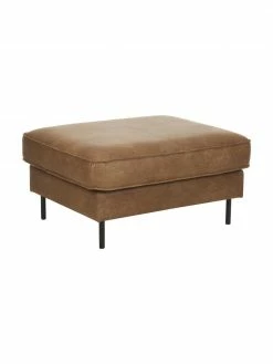 Westwing Collection Tabouret de canapé cuir recyclé brun Hunter, larg. 85 x haut. 46 cm