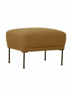 Westwing Collection Tabouret de canapé jaune ocre pieds en métal Fluente, larg. 62 x haut. 46 cm