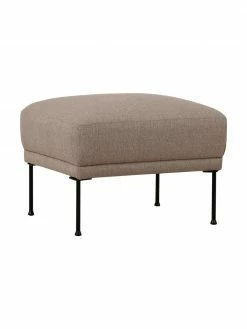 Westwing Collection Tabouret de canapé taupe avec pieds en métal Moby, larg. 62 x haut. 46 cm