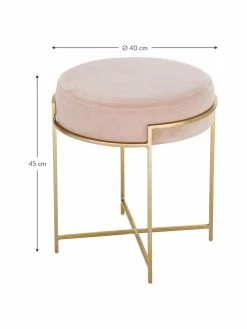 Westwing Collection Tabouret en velours avec structure en m&eacute;tal Madeleine, Ø 40 x haut. 50 cm -furniture Soldes Tabouret en velours avec structure en metal Madeleine 10