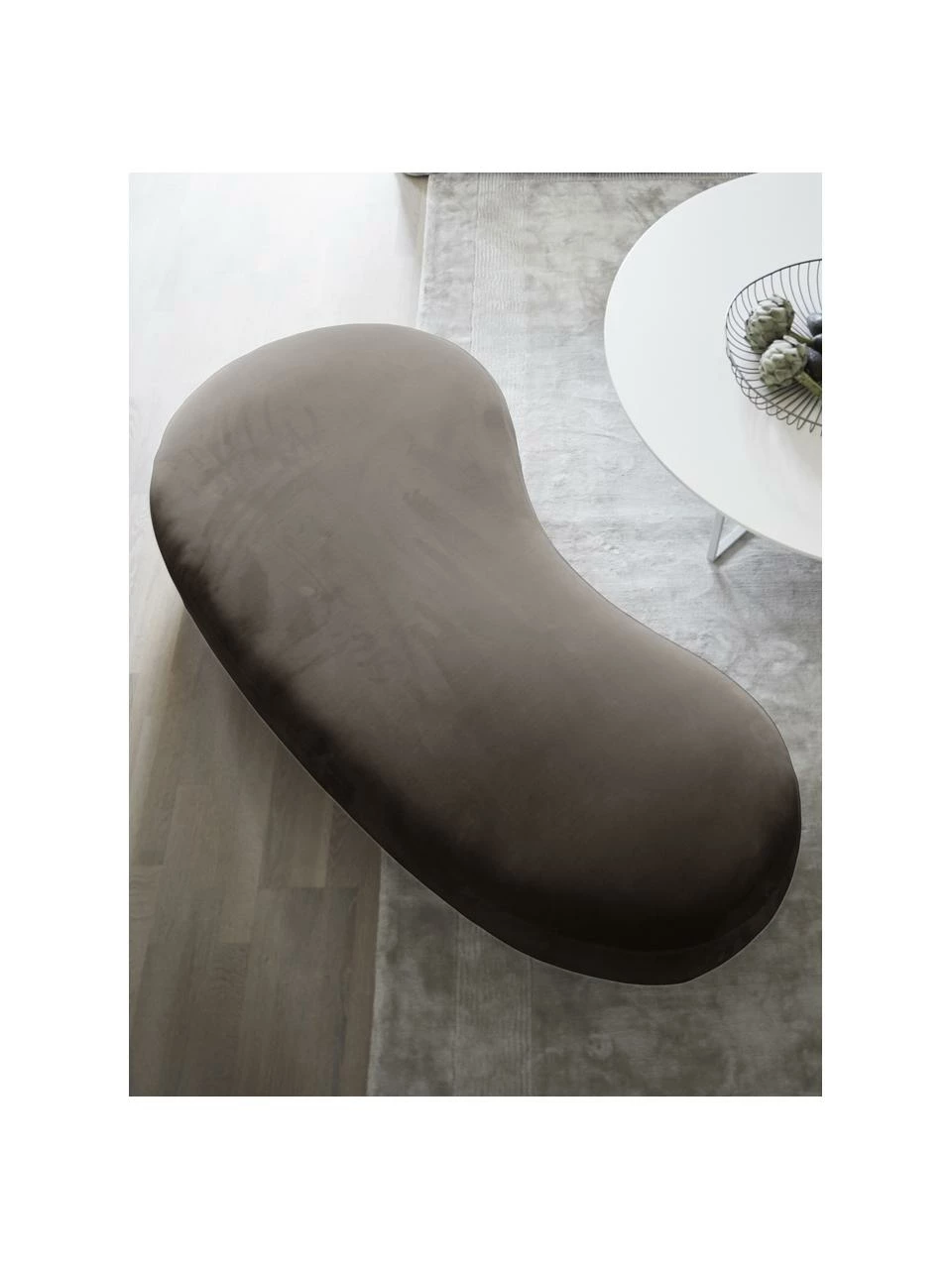 Tabouret en velours gris Coconino, larg. 160 x haut. 36 cm 3 Tabouret en velours gris Coconino, larg. 160 x haut. 36 cm – Image 3