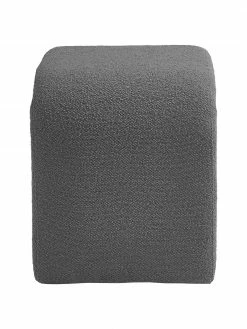 Westwing Collection Tabouret gris en tissu bouclé Pénélope, larg. 61 x haut. 46 cm -furniture Soldes Tabouret gris en tissu boucle Penelope 5