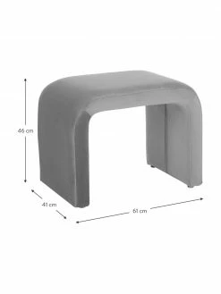 Westwing Collection Tabouret moderne velours gris Penelope, larg. 60 x haut. 45 cm -furniture Soldes Tabouret moderne velours gris Penelope 2