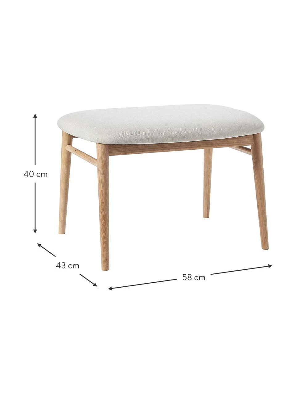 Westwing Collection Tabouret rembourré Aurea, larg. 58 x haut. 40 cm 4 Westwing Collection Tabouret rembourré Aurea, larg. 58 x haut. 40 cm – Image 4