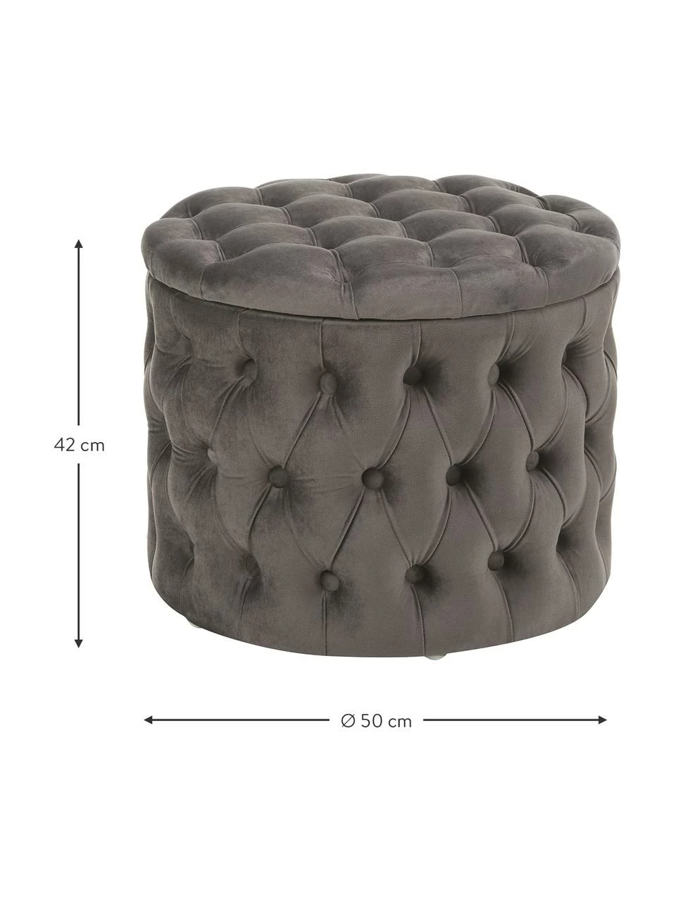 Westwing Collection Tabouret rond velours gris foncé avec rangement Chiara, Ø 50 x haut. 42 cmSeulement 1 produit disponible 3 Westwing Collection Tabouret rond velours gris foncé avec rangement Chiara, Ø 50 x haut. 42 cmSeulement 1 produit disponible – Image 3