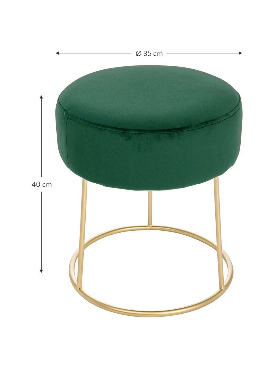Bizzotto Tabouret rond velours vert Clarissa, Ø 35 x haut. 40 cm 3 Bizzotto Tabouret rond velours vert Clarissa, Ø 35 x haut. 40 cm – Image 3