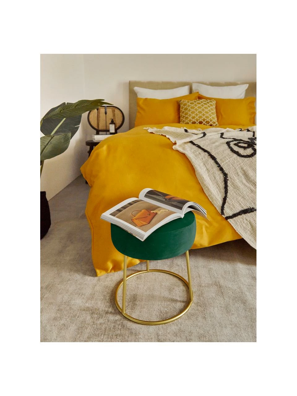 Bizzotto Tabouret rond velours vert Clarissa, Ø 35 x haut. 40 cm 4 Bizzotto Tabouret rond velours vert Clarissa, Ø 35 x haut. 40 cm – Image 4