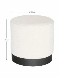 Westwing Collection Tabouret tissu bouclé blanc crème Orchid, Ø 38 x haut. 38 cm -furniture Soldes Tabouret tissu boucle blanc creme Orchid 2