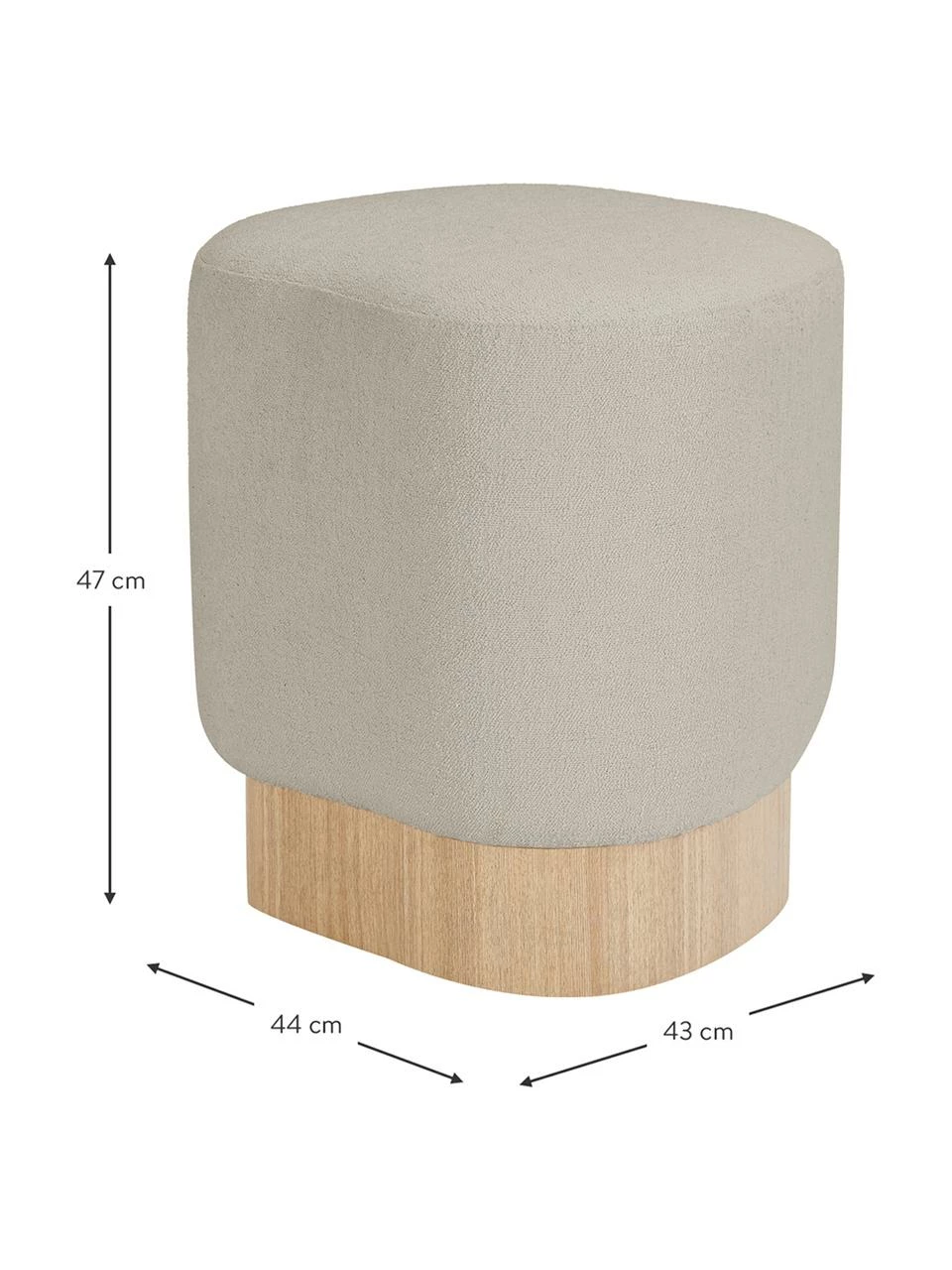 Westwing Collection Tabouret tissu bouclé gris Yves, larg. 43 x haut. 47 cm 2 Westwing Collection Tabouret tissu bouclé gris Yves, larg. 43 x haut. 47 cm – Image 2