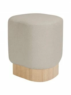 Westwing Collection Tabouret tissu bouclé gris Yves, larg. 43 x haut. 47 cm