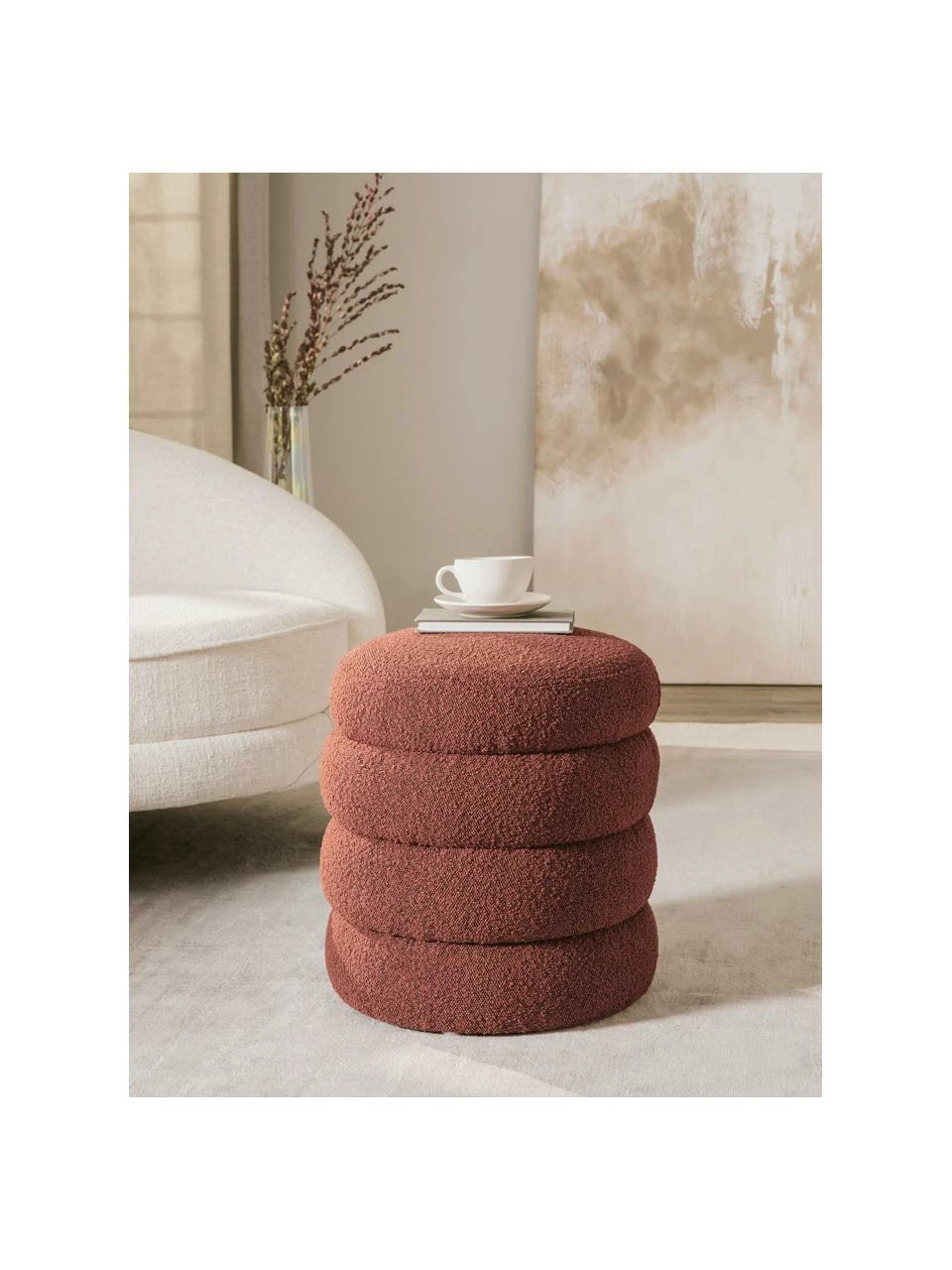 Westwing Collection Tabouret tissu bouclé rouille Alto, Ø 42 x haut. 47 cm 2 Westwing Collection Tabouret tissu bouclé rouille Alto, Ø 42 x haut. 47 cm – Image 2