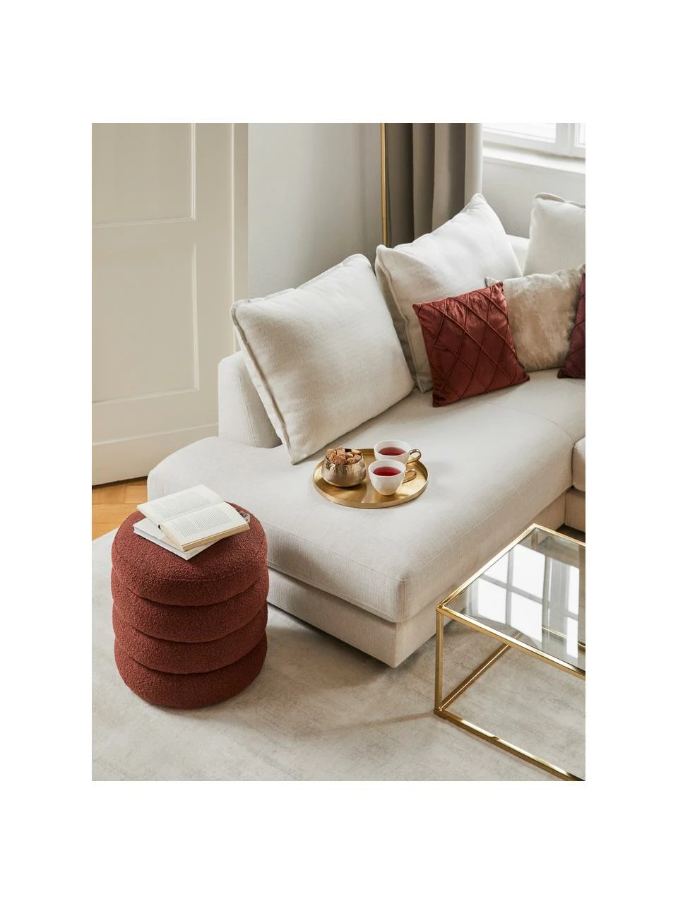 Westwing Collection Tabouret tissu bouclé rouille Alto, Ø 42 x haut. 47 cm 3 Westwing Collection Tabouret tissu bouclé rouille Alto, Ø 42 x haut. 47 cm – Image 3