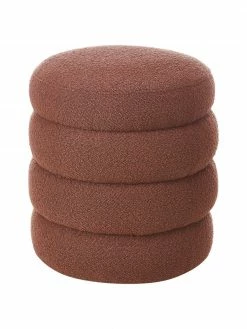 Westwing Collection Tabouret tissu bouclé rouille Alto, Ø 42 x haut. 47 cm