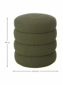 Westwing Collection Tabouret tissu bouclé vert Alto, Ø 42 x haut. 47 cm -furniture Soldes Tabouret tissu boucle vert Alto 3