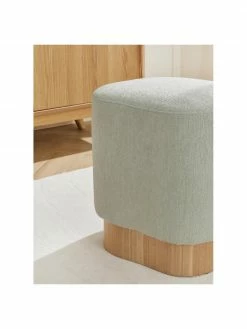 Westwing Collection Tabouret tissu bouclé vert matcha Yves, larg. 43 x haut. 47 cm -furniture Soldes Tabouret tissu boucle vert matcha Yves 2