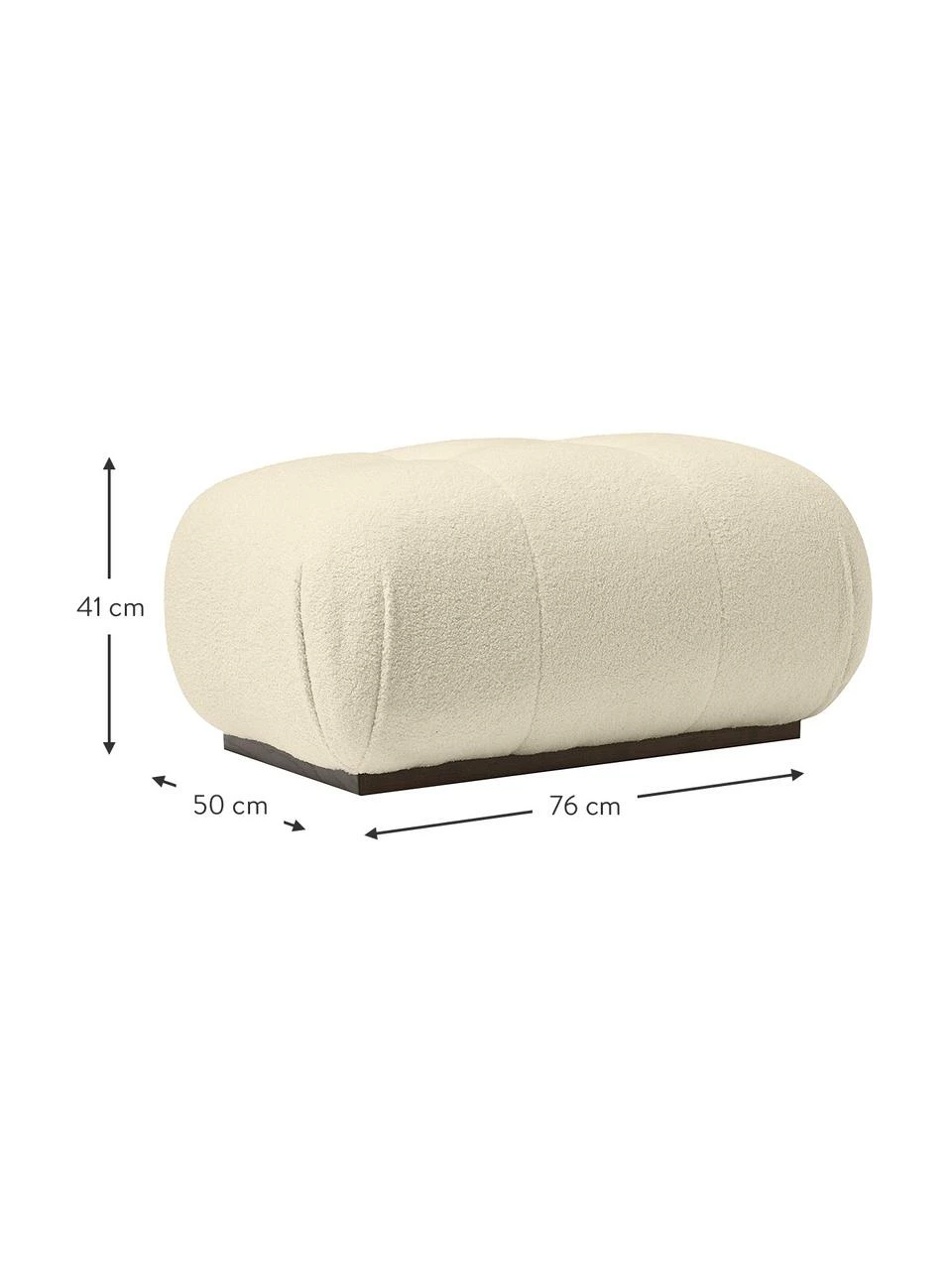 Westwing Collection Tabouret tissu peluche blanc cassé Stanley, larg. 76 x prof. 50 cm 5 Westwing Collection Tabouret tissu peluche blanc cassé Stanley, larg. 76 x prof. 50 cm – Image 5