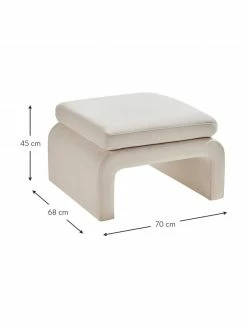Tabouret velours beige Mika, larg. 70 x haut. 45 cm 6 Tabouret velours beige Mika, larg. 70 x haut. 45 cm -furniture Soldes Tabouret velours beige Mika 2