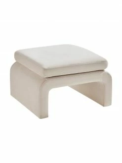 Tabouret velours beige Mika, larg. 70 x haut. 45 cm