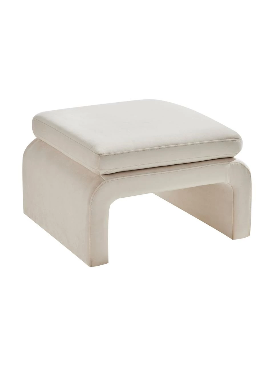 Tabouret velours beige Mika, larg. 70 x haut. 45 cm 1 Tabouret velours beige Mika, larg. 70 x haut. 45 cm