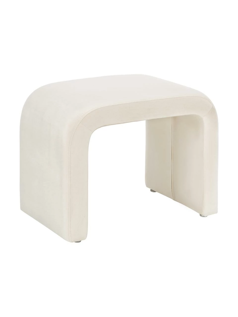 Westwing Collection Tabouret velours blanc créme Penelope, larg. 61 x haut. 46 cm 1 Westwing Collection Tabouret velours blanc créme Penelope, larg. 61 x haut. 46 cm