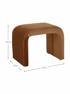 Westwing Collection Tabouret velours brun Penelope, larg. 61 x haut. 46 cm -furniture Soldes Tabouret velours brun Penelope 2
