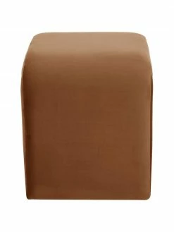 Westwing Collection Tabouret velours brun Penelope, larg. 61 x haut. 46 cm -furniture Soldes Tabouret velours brun Penelope 4